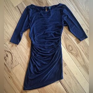 Alice + Olivia Blue Sparkling Ruched Bodycon Cocktail Dress